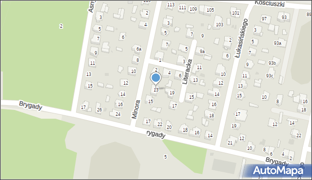 Tomaszów Lubelski, Minora Jana, 13, mapa Tomaszów Lubelski