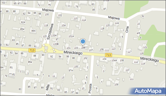 Tomaszów Mazowiecki, Mireckiego, 105, mapa Tomaszów Mazowiecki