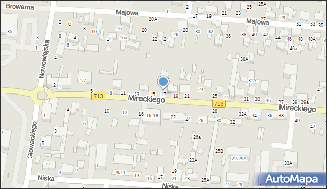 Tomaszów Mazowiecki, Mireckiego, 17, mapa Tomaszów Mazowiecki