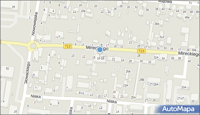 Tomaszów Mazowiecki, Mireckiego, 18, mapa Tomaszów Mazowiecki