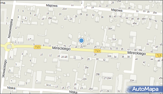 Tomaszów Mazowiecki, Mireckiego, 21, mapa Tomaszów Mazowiecki