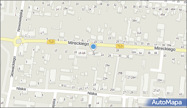 Tomaszów Mazowiecki, Mireckiego, 22, mapa Tomaszów Mazowiecki