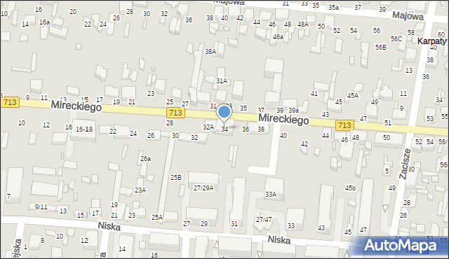 Tomaszów Mazowiecki, Mireckiego, 34, mapa Tomaszów Mazowiecki