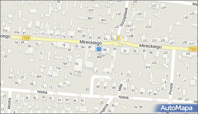 Tomaszów Mazowiecki, Mireckiego, 86a, mapa Tomaszów Mazowiecki