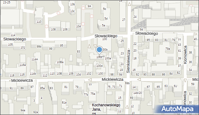 Toruń, Mickiewicza Adama, 100c, mapa Torunia