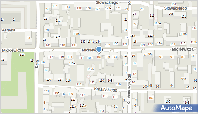Toruń, Mickiewicza Adama, 107, mapa Torunia