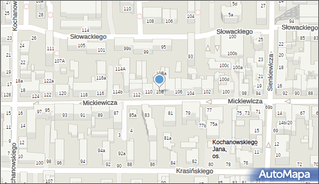 Toruń, Mickiewicza Adama, 108, mapa Torunia