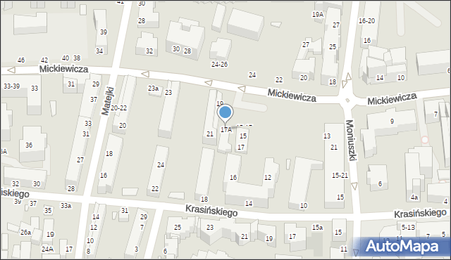 Toruń, Mickiewicza Adama, 17A, mapa Torunia