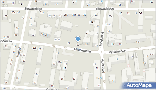 Toruń, Mickiewicza Adama, 22, mapa Torunia