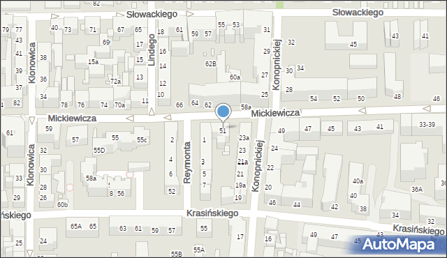 Toruń, Mickiewicza Adama, 51a, mapa Torunia