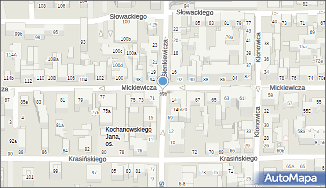 Toruń, Mickiewicza Adama, 69b, mapa Torunia