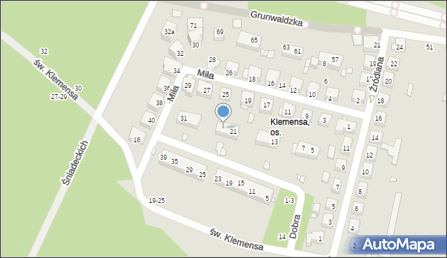 Toruń, Miła, 23, mapa Torunia