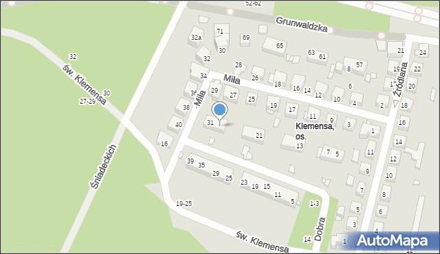 Toruń, Miła, 33, mapa Torunia