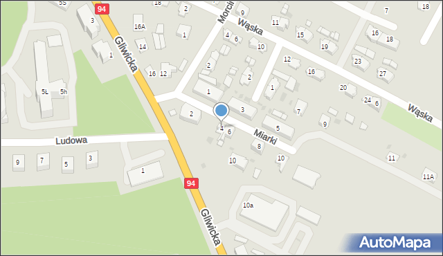 Toszek, Miarki, 4, mapa Toszek