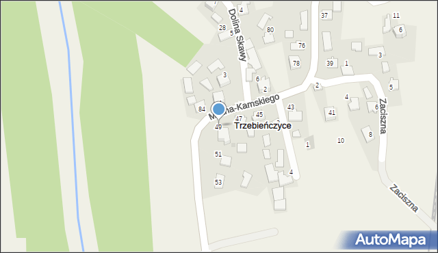 Trzebieńczyce, Milana-Kamskiego, gen., 49, mapa Trzebieńczyce