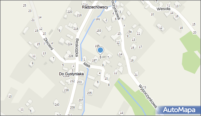 Trzebinia, Miła, 5, mapa Trzebinia