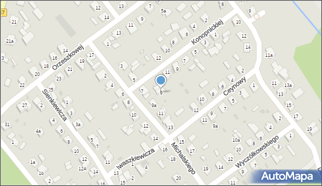 Tuchola, Michalskiego, rtm., 9, mapa Tuchola