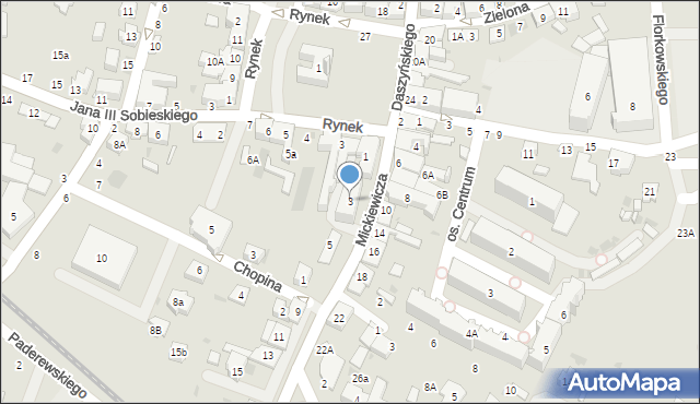 Tuchów, Mickiewicza Adama, 3, mapa Tuchów