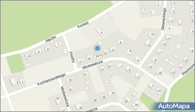 Turośl, Mickiewicza Adama, 14, mapa Turośl