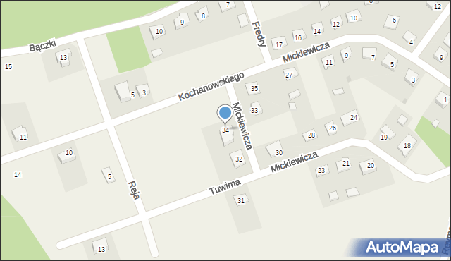 Turośl, Mickiewicza Adama, 34, mapa Turośl