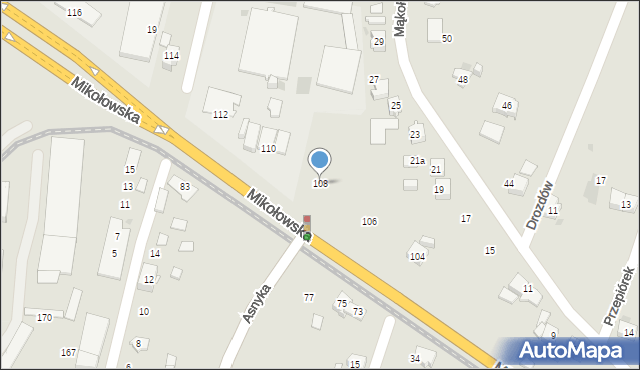 Tychy, Mikołowska, 108, mapa Tychów