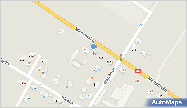 Tychy, Mikołowska, 209, mapa Tychów