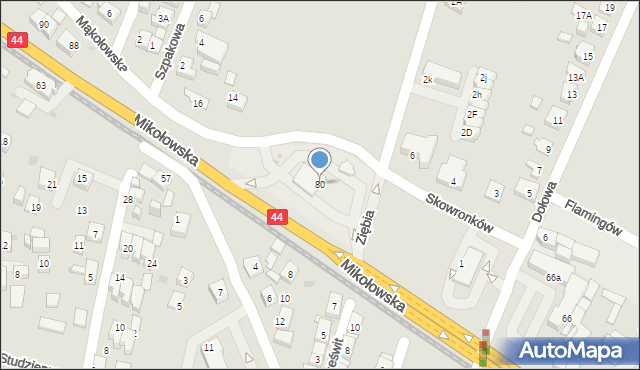 Tychy, Mikołowska, 80, mapa Tychów