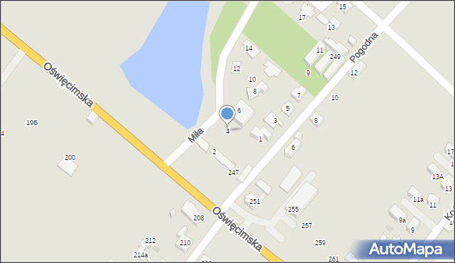 Tychy, Miła, 4, mapa Tychów