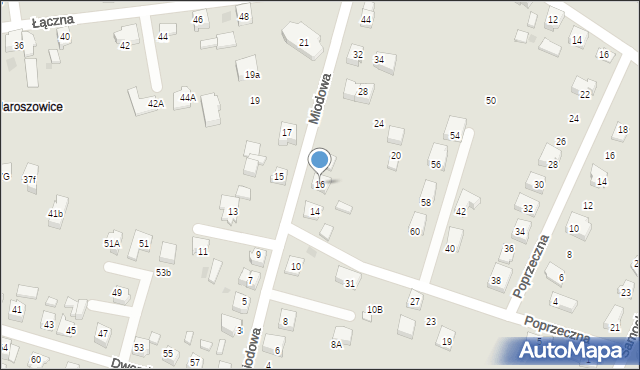 Tychy, Miodowa, 16, mapa Tychów