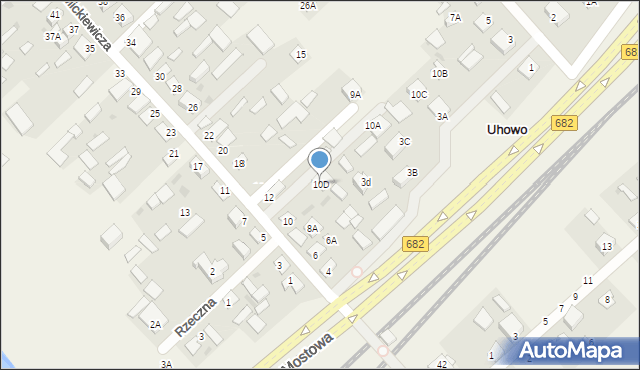 Uhowo, Mickiewicza Adama, 10D, mapa Uhowo