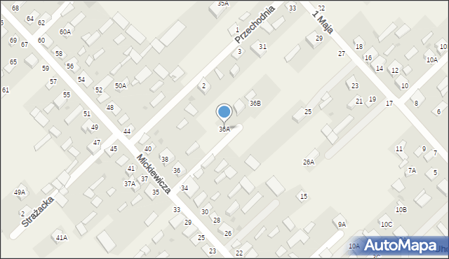 Uhowo, Mickiewicza Adama, 36A, mapa Uhowo