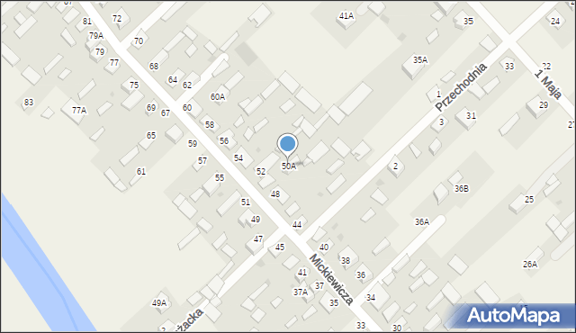 Uhowo, Mickiewicza Adama, 50A, mapa Uhowo
