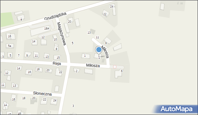 Unisław, Miłosza, 1, mapa Unisław