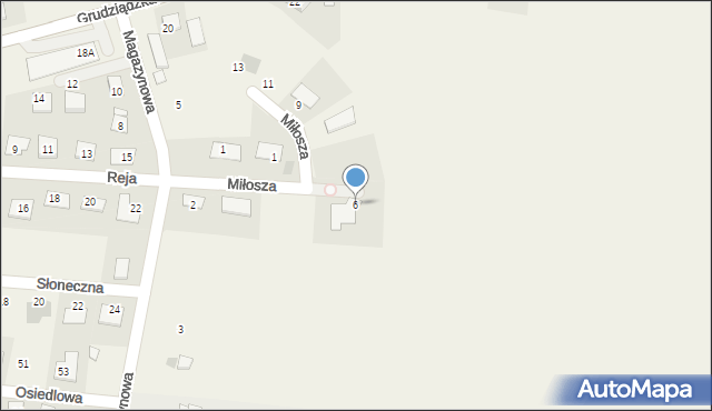 Unisław, Miłosza, 6, mapa Unisław