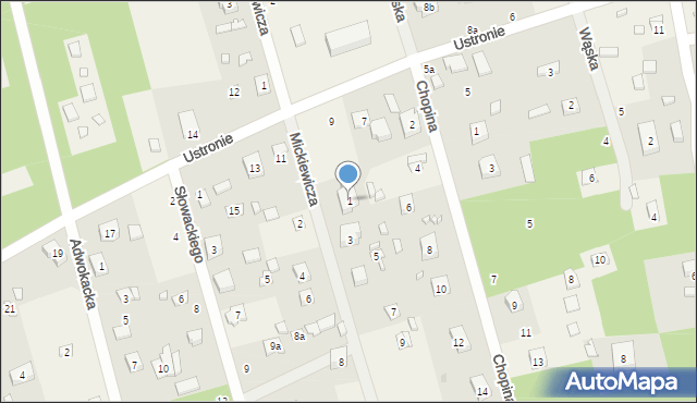 Ustronie, Mickiewicza Adama, 1, mapa Ustronie