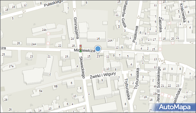 Wadowice, Mickiewicza Adama, 13, mapa Wadowice