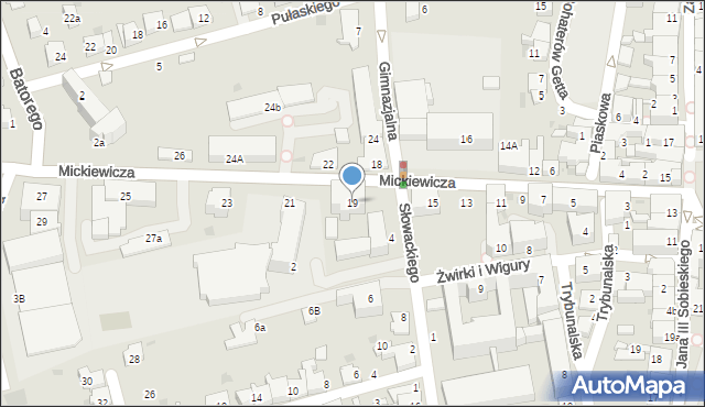 Wadowice, Mickiewicza Adama, 19, mapa Wadowice
