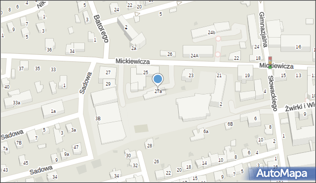 Wadowice, Mickiewicza Adama, 27a, mapa Wadowice