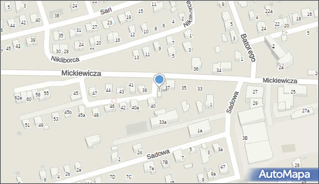 Wadowice, Mickiewicza Adama, 37a, mapa Wadowice