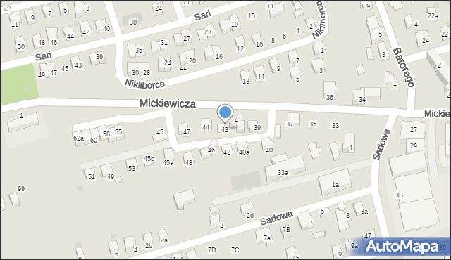 Wadowice, Mickiewicza Adama, 43, mapa Wadowice