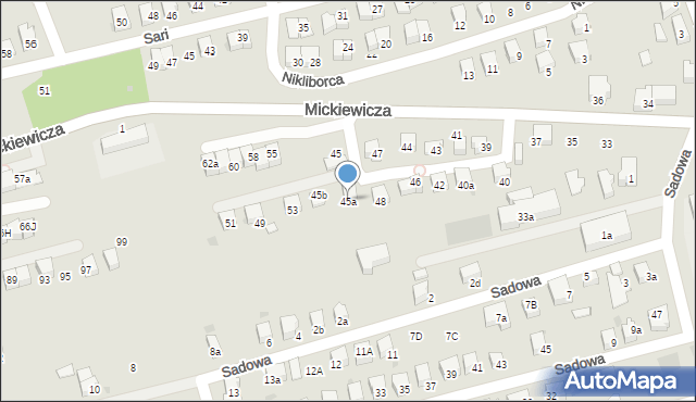 Wadowice, Mickiewicza Adama, 45a, mapa Wadowice