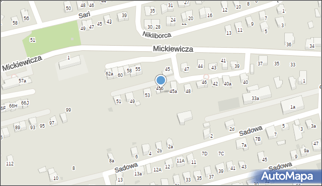 Wadowice, Mickiewicza Adama, 50, mapa Wadowice