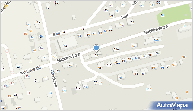 Wadowice, Mickiewicza Adama, 59, mapa Wadowice