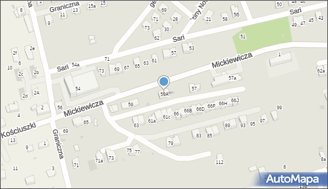 Wadowice, Mickiewicza Adama, 59A, mapa Wadowice