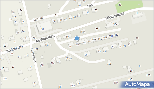 Wadowice, Mickiewicza Adama, 61a, mapa Wadowice