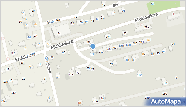Wadowice, Mickiewicza Adama, 63a, mapa Wadowice