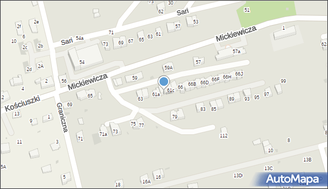Wadowice, Mickiewicza Adama, 64a, mapa Wadowice