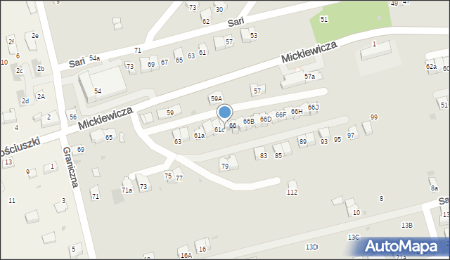 Wadowice, Mickiewicza Adama, 64c, mapa Wadowice