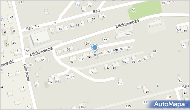 Wadowice, Mickiewicza Adama, 66, mapa Wadowice