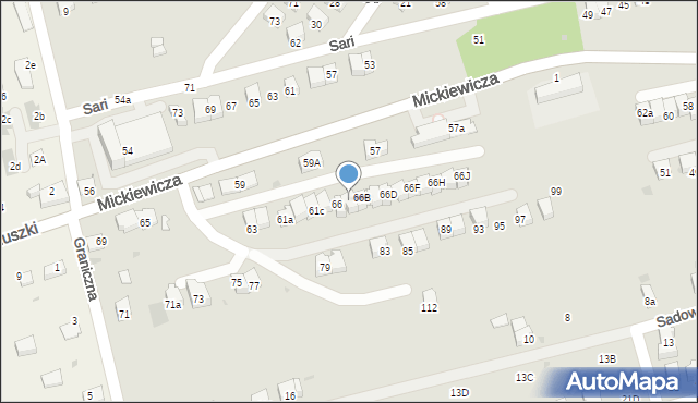 Wadowice, Mickiewicza Adama, 66A, mapa Wadowice